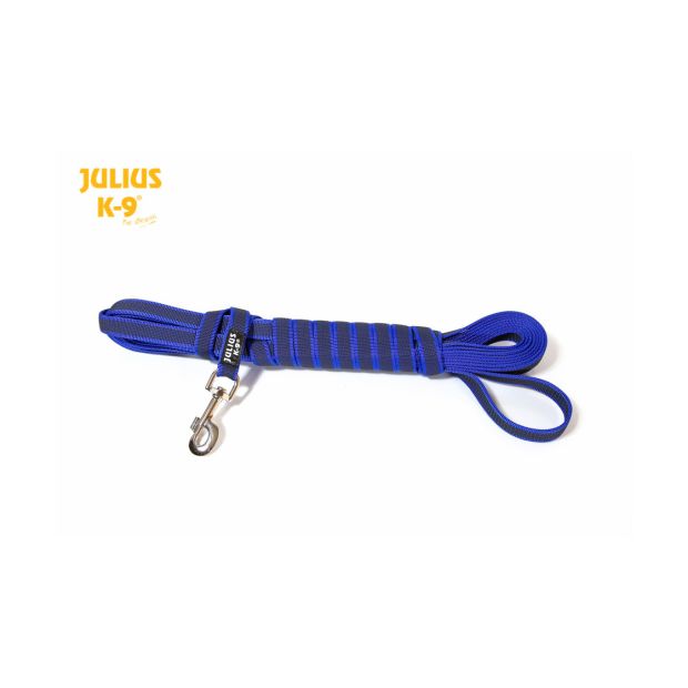 Julius K9® - Color & Gray - Gummierte Leine - mit Schlaufe - verschiedene Farben und Längen blau/grau 3 m