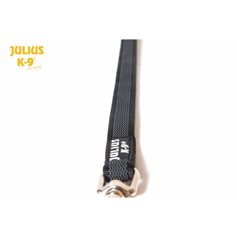 Julius K9® – Color & Gray – Gummierte Leine – ohne Schlaufe – schwarz/grau 2 m