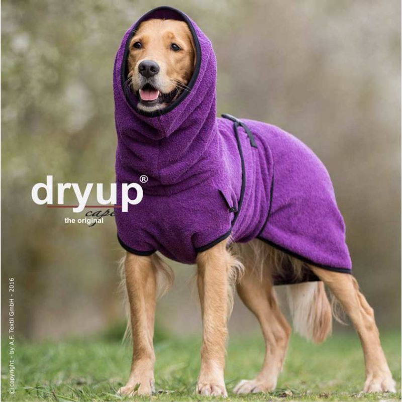 Dryup Cape Hundebademantel Standard in verschieden Farben und Größen bilberry S – 56 cm
