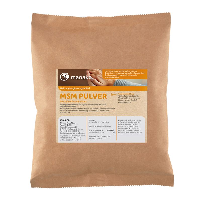 manako MSM – Methylsulfonylmethan – kristallines Pulver, 99,9% rein, 1 kg Beutel